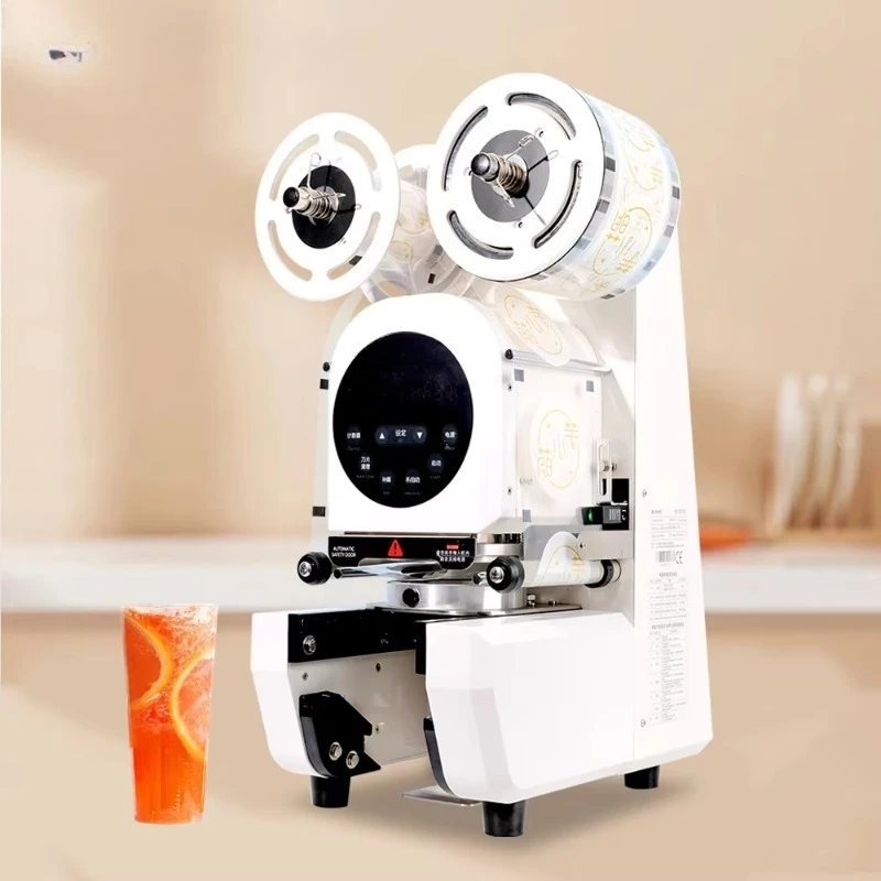 

The latest milk tea shop equipment, automatic pearl coffee paper cup plastic cup sealing machine