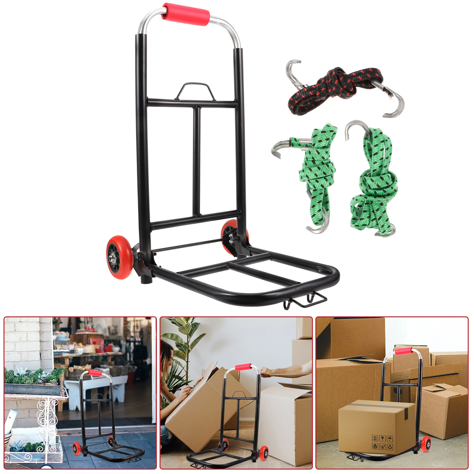 

Foldable Luggage Cart Portable Handcart Heavy Duty Silent Trolley Office Warehouse Shopping Carrier Foldable Trailer Trolley
