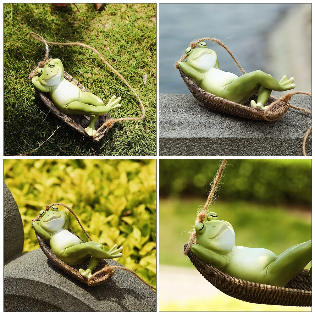 

1pc Frog Pendant Adorable Statue Decor Small Garden Hanging Decoration Green Resin Craft Outdoor Yard Realistic Design Sculpture