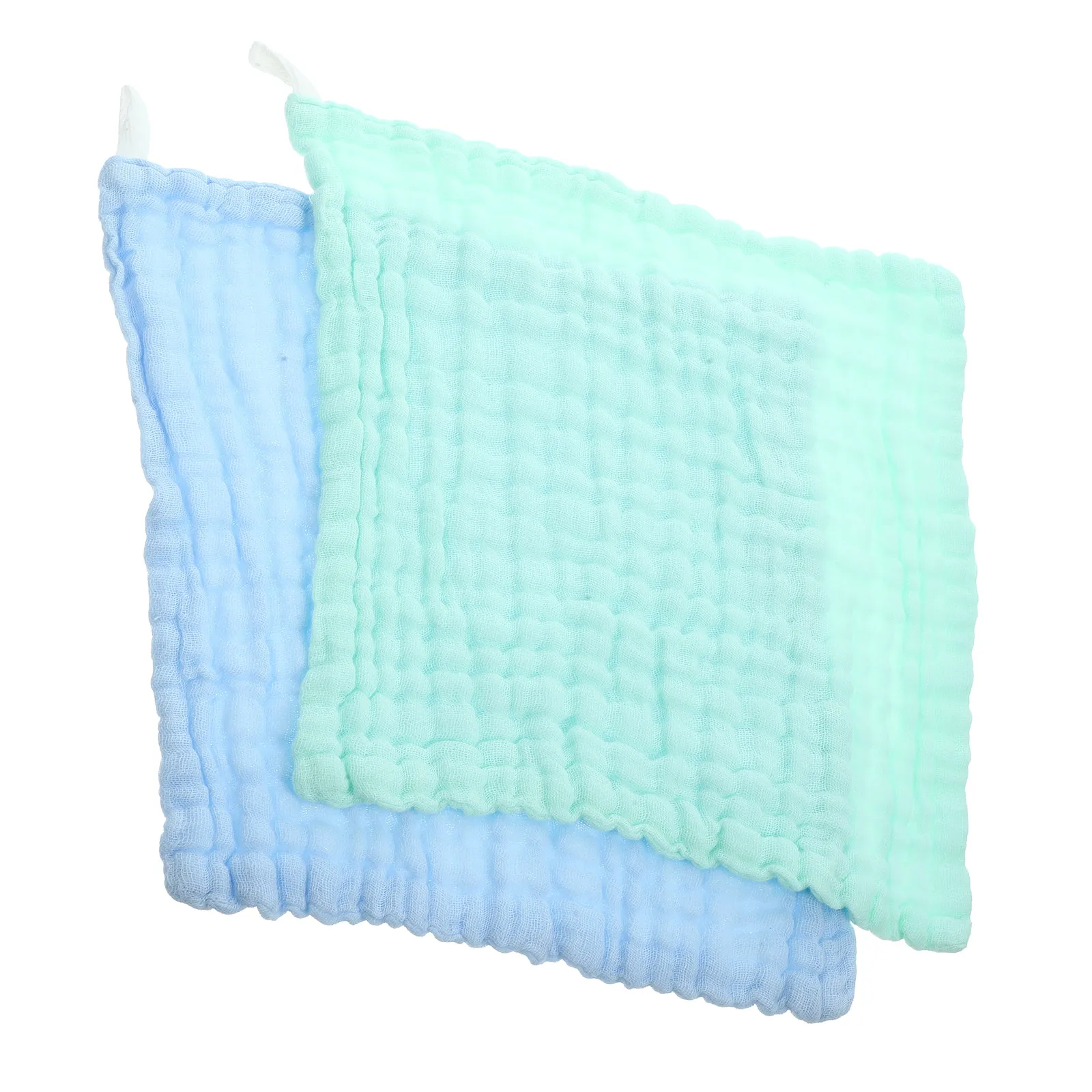 

2Pcs Gentle Baby Burping Cloths Soft Cotton Washcloth Set For Sensitive Skin Blue Green