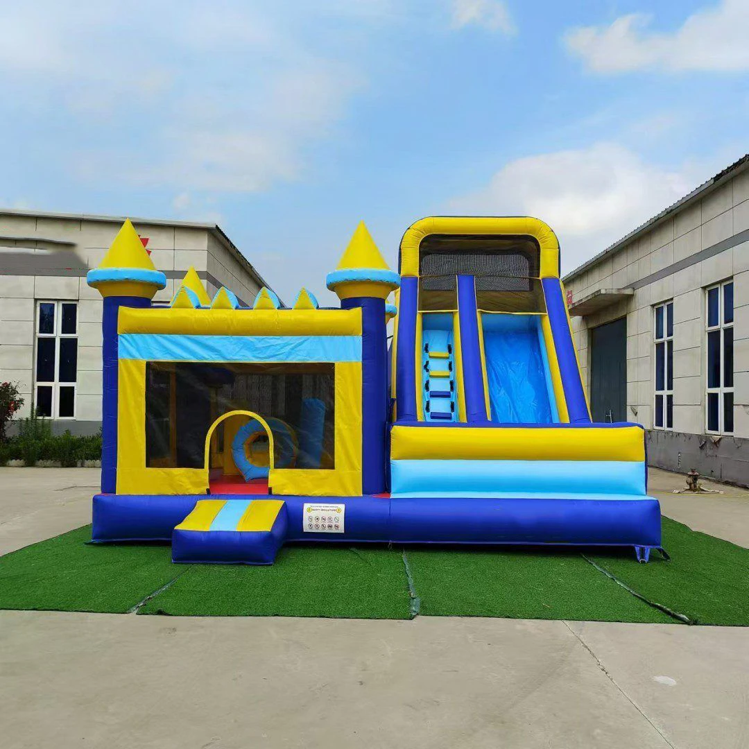 Inflatable Bounce House with Giant Slide Outdoor Playground Kid Toy Game Bouncy Jumping House with Free Blower