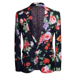 Formal Men Suit Jackets Party Wedding Party Men Blazer Gentleman Men's Black Flower Suit Top Coat Jacket