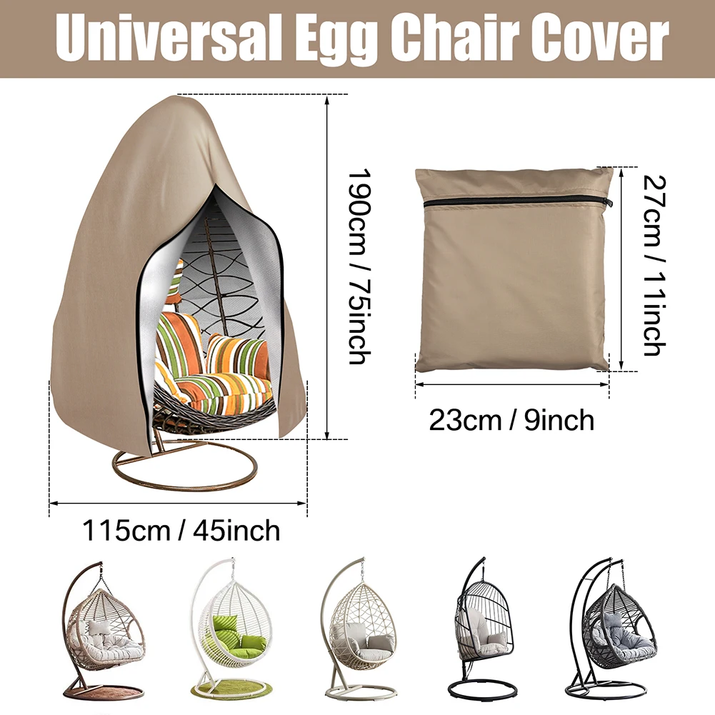 غطاء كرسي على شكل بيضة معلق مقاوم للماء للفناء، غطاء كرسي على شكل بيضة متأرجحة مقاوم للرياح، غطاء كرسي على شكل بيضة مع سحاب وحبل حاشية قابل للتعديل