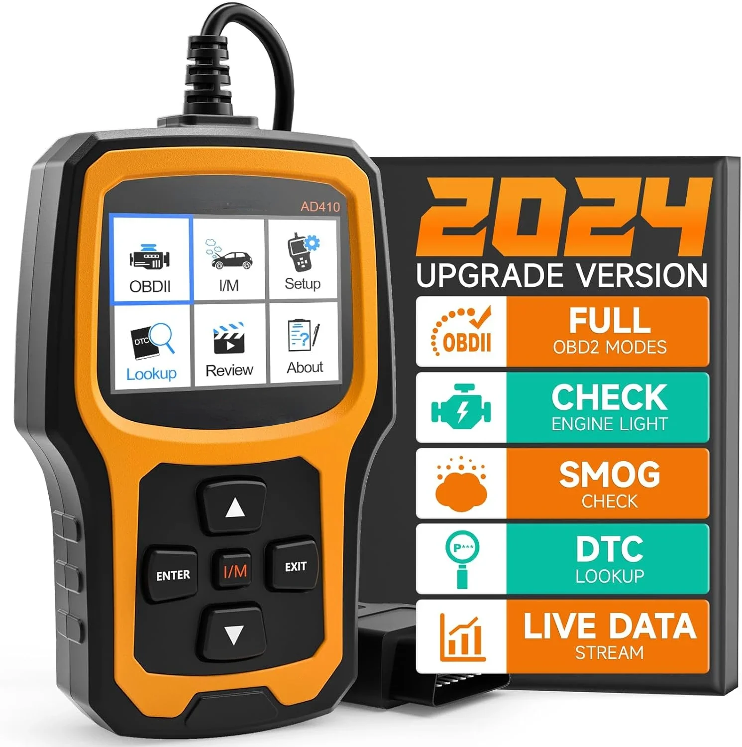 

Enhanced AD410 Automotive OBD2 Scanner - Advanced Vehicle Code Reader with Auto Check Engine Light Scan Tool Functionality for C