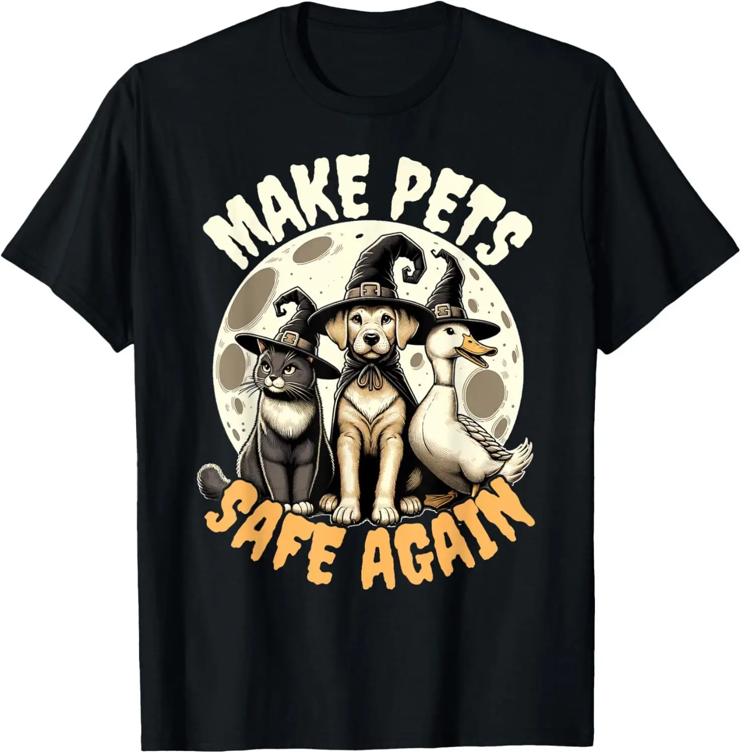 Funny Cat & Dog Make Pets Safe Again Costume For Halloween T-Shirt