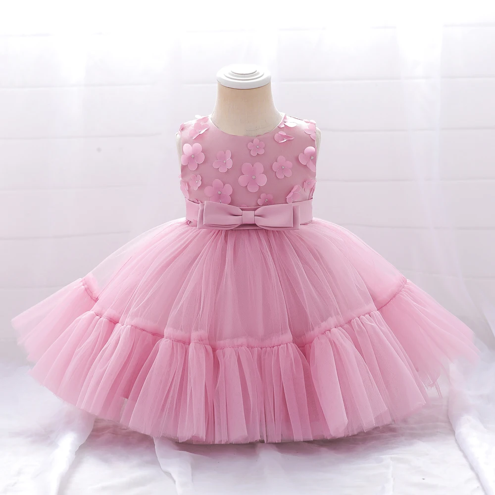 Toddler Baby Party Dresses For Girls Birthday Wedding Gown Tulle Infant Princess White Baptism Dress Newborn Christening Gown