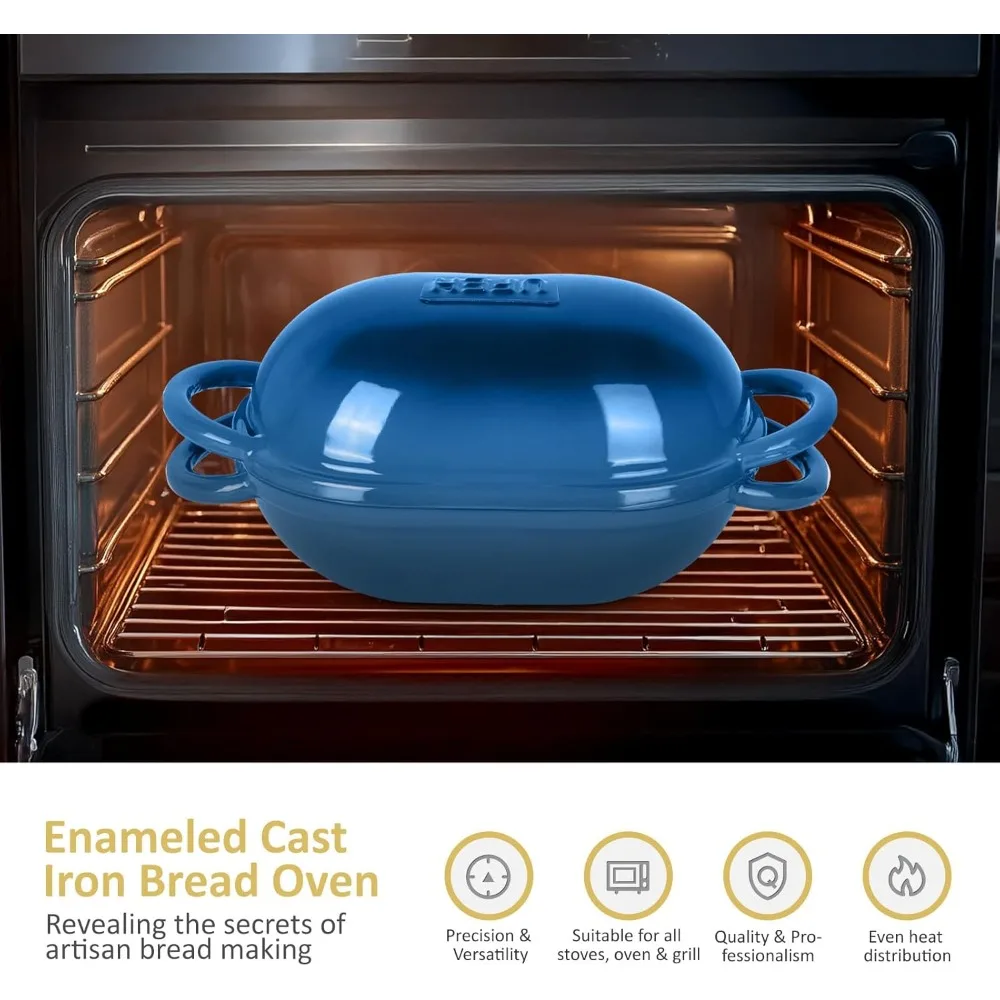 فرن هولندي من الحديد الزهر للخبز - وعاء ممتاز مع غطاء - مثالي للعجين المخمر، أوراق الحرفيين، وصفات الخبز بدون دلك - كاليفورنيا 2 كوارت كاليفورنيا