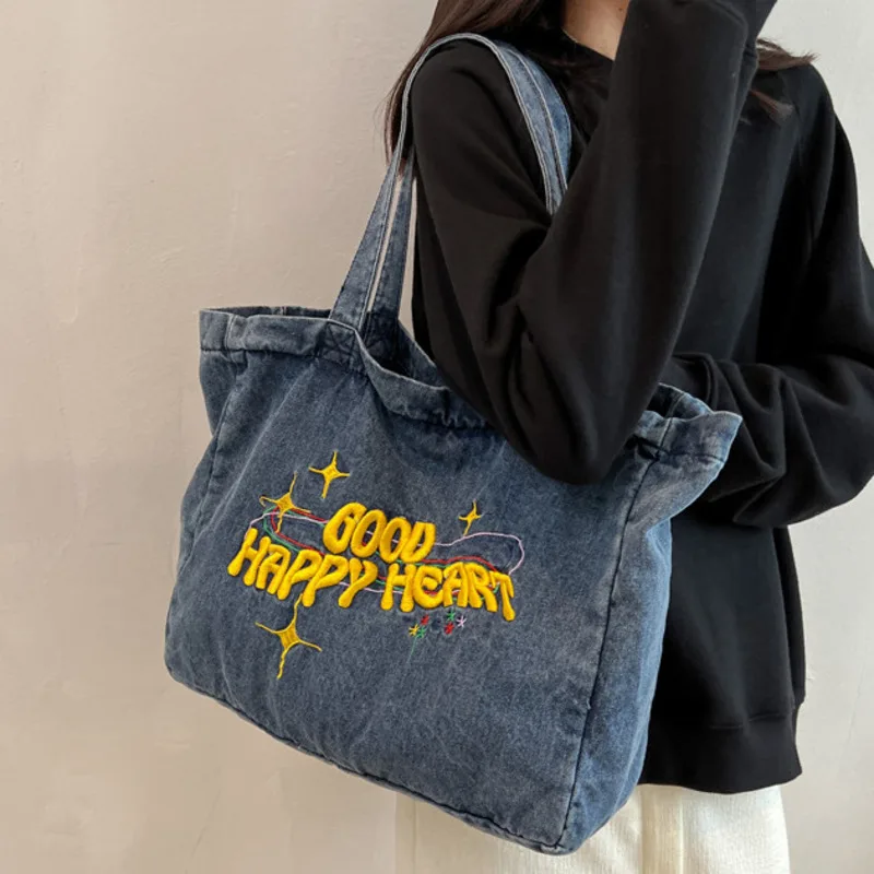 Versatile Large Shoulder Capacity Bag Denim Canvas Women's Casual Handbag For Woman High-Quality Messenger Luxury Crossbody New