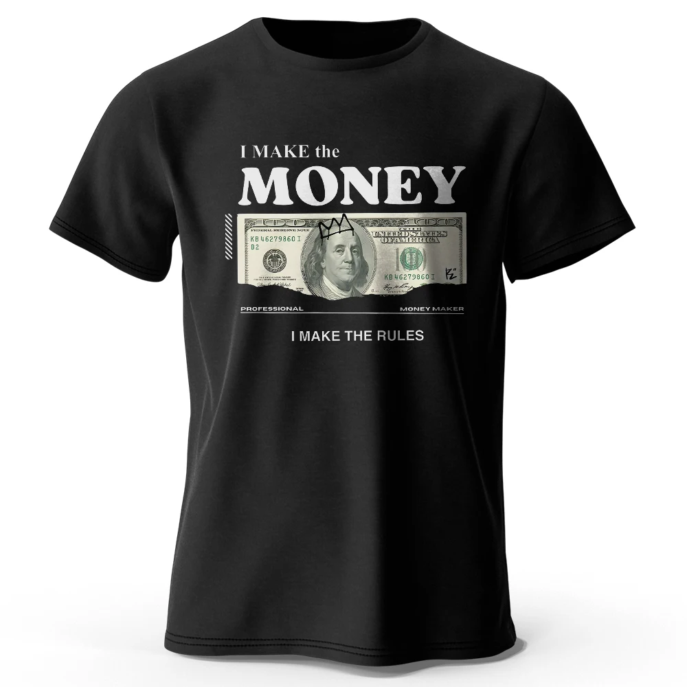 T-Shirt aus 100 % Baumwolle mit lustigem Geld-Aufdruck, weiches und atmungsaktives Rundhals-Kurzarm-T-Shirt, humorvoller und schrulliger Unisex-Stil