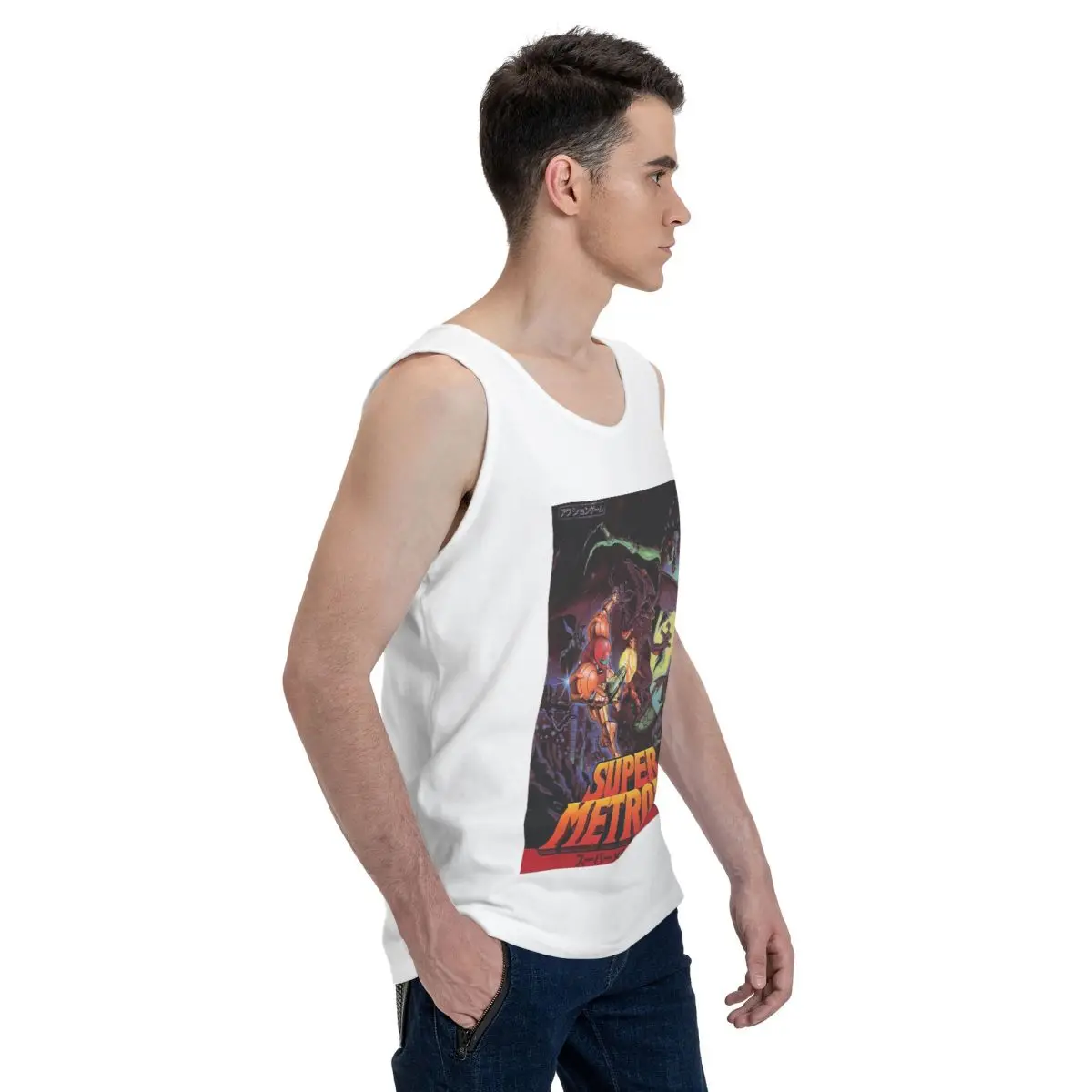 Super Metroid Large Game 100% Cotton Men's Sweatshirt Vest Sleeveless Clothing Tees Men Tank Tops T-shirt