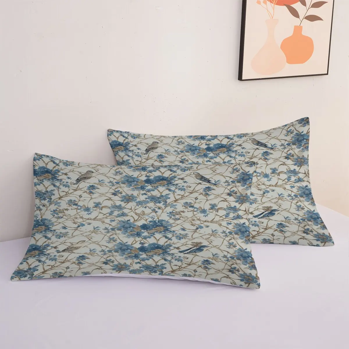 Blue floral pattern  Down comforter set large size  flower and bird rative pattern  Modern trend of printed bedding