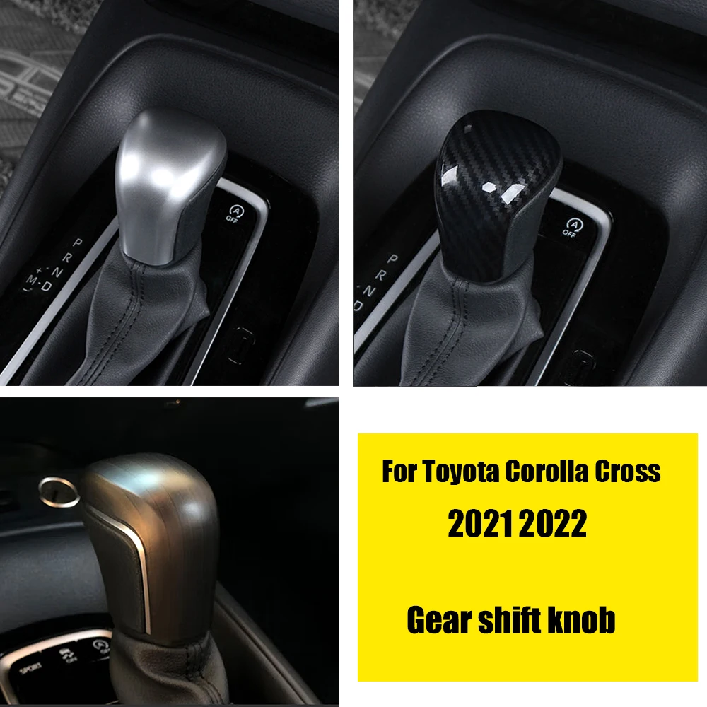 

LHD For Toyota Corolla Cross SUV 2021 2022 ABS Wood Grain/Carbon Car gear shift lever knob handle Cover Trim Sticker Accessories