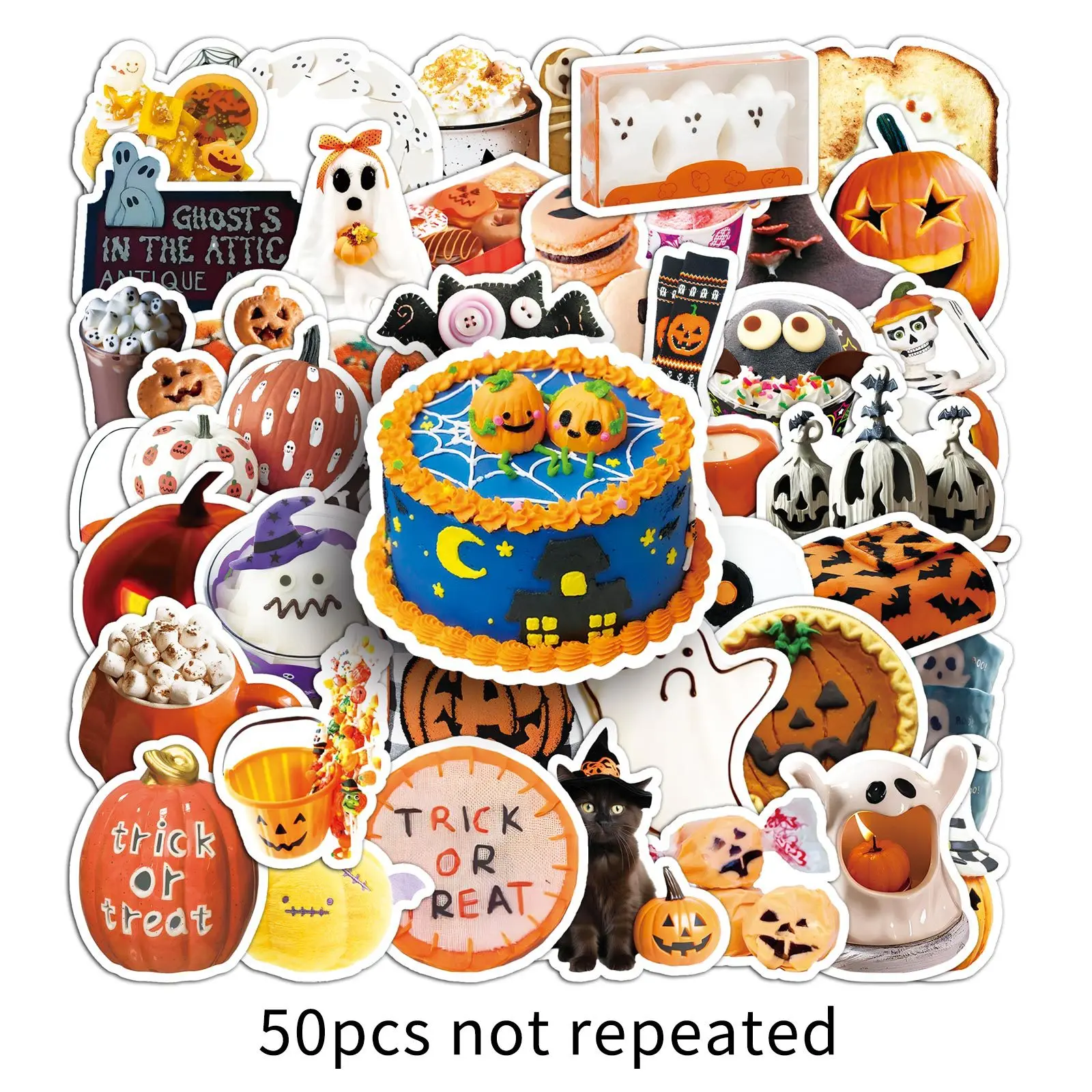 

10/30/50PCS Halloween INS Style Cute Pumpkin Skull Sticker DIY Phone Laptop Luggage Skateboard Graffiti Decals Fun for Kid