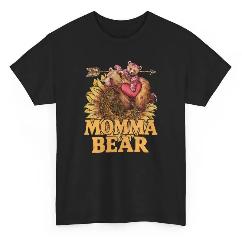 Momma Bear Cute Mothers Day T Shirt Novelty Sunflower