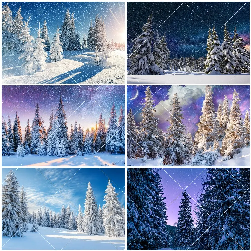 

Christmas Snow Scenic Snowman Backdrop Winter Mountain Forest Backgrounds Party Supplies Photography Props Home Decoration Gifts