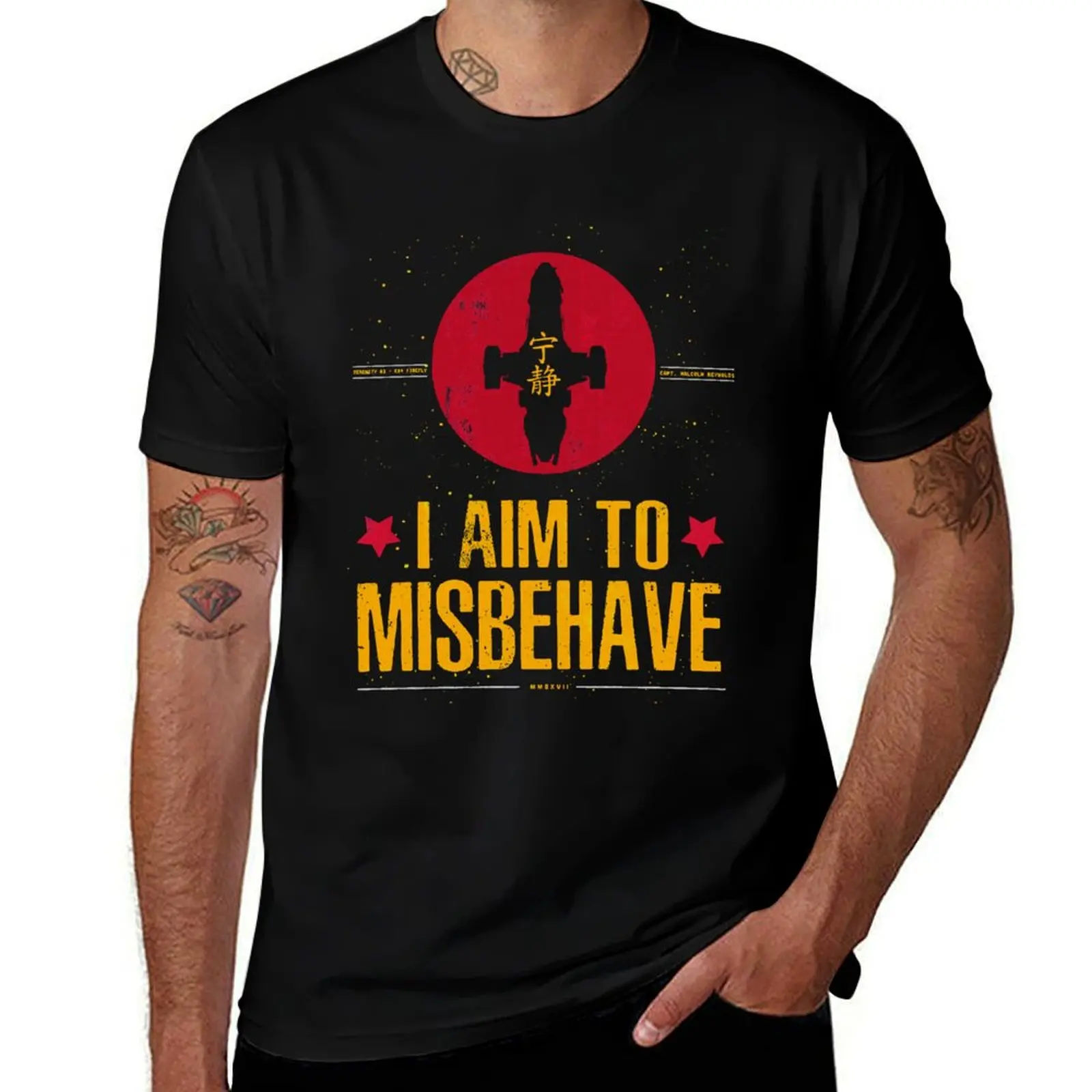 I Aim To Misbehave T-Shirt men t shirt cotton 100% T-Shirt