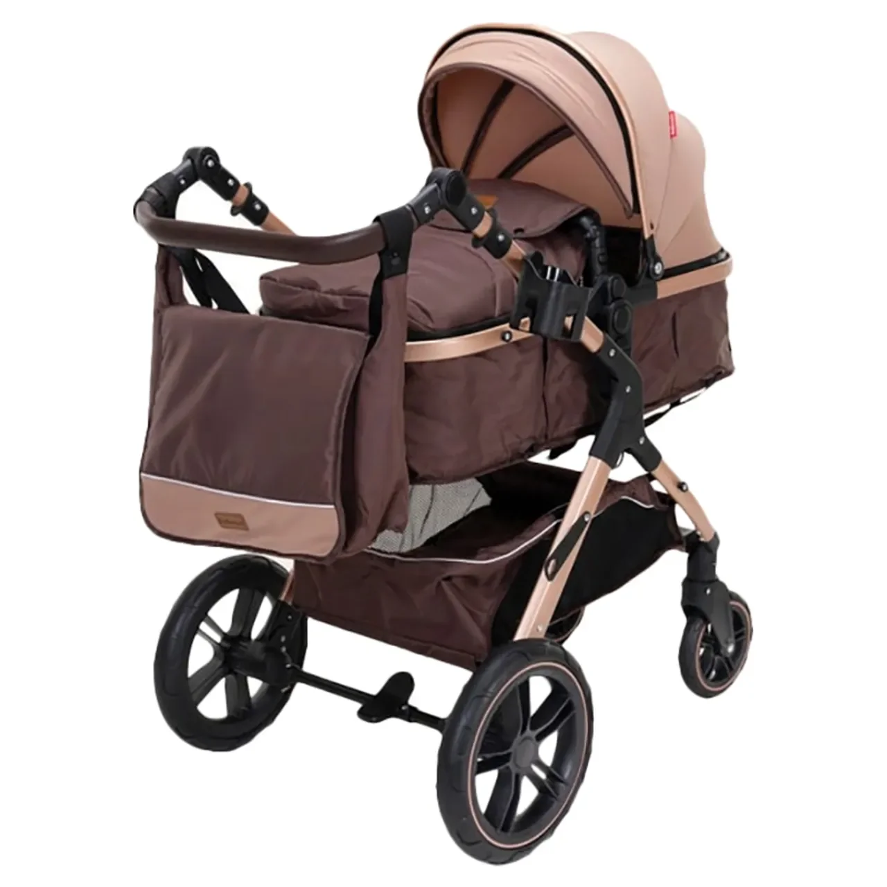 High Landscape Fold Baby Pram Stroller - Khaki