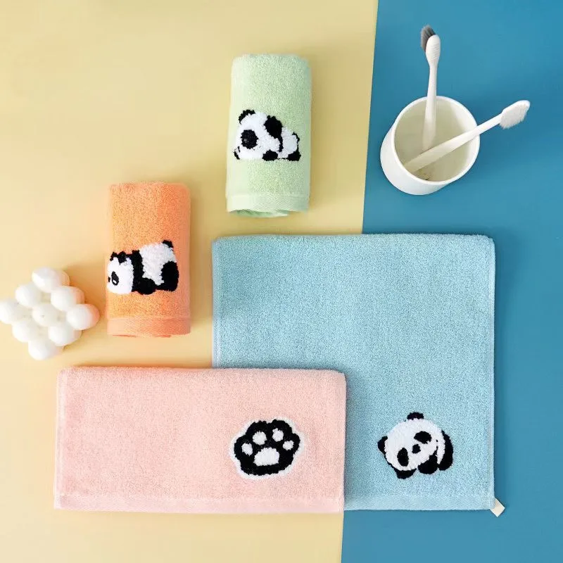 

1Pcs 25x50cm Cotton Soft Absorbent Children Face Towel Super Soft Cartoon Panda Baby Bathroom Hand Towel