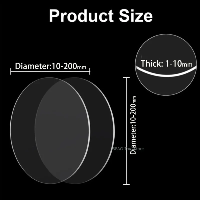 Cakram Akrilik Bening Tinggi Tangki Ikan Penutup Melingkar Baki Melingkar Kaca Organik DIY Tebal 1 ~ 10Mm