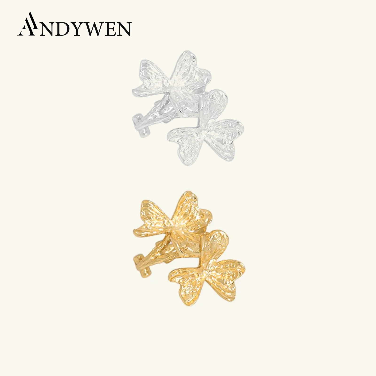

ANDYWEN 925 Sterling Silver Plain Flower Ear Cuff Non Piercing Clips Earcuff Earring 2021 Wedding Gift Simple Jewelry Pendiente