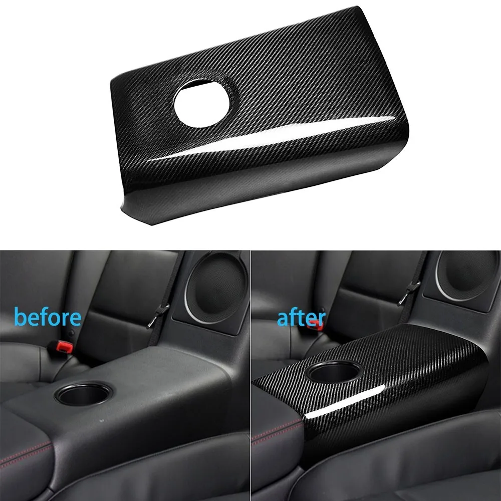 

Dry Carbon Fiber Car Rear Center Seat Armrest Panel Cup Holder Cover For Nissan GTR R35 2008-2016 Interior Decorative Trim