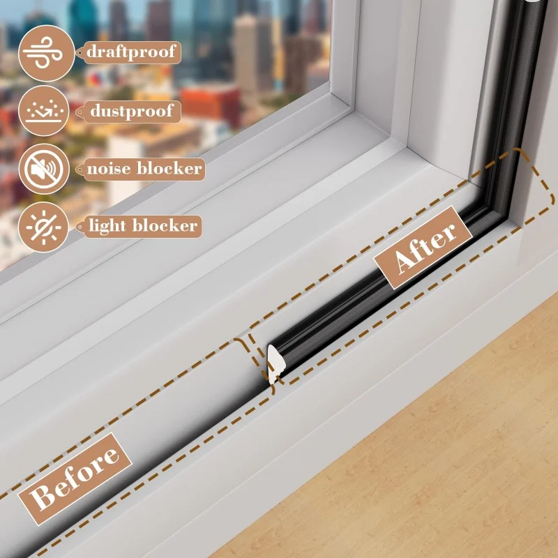 New 3M/6M Acoustic Insulation Foam Wedge Door Weather Stripping, Windows Seal Strip, Door Frame Gap Filler for 4.5-9mm Gaps Seal