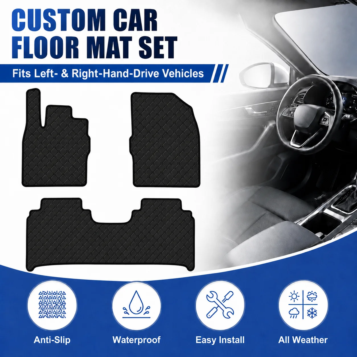 Customized Car Floor Mats for Skyworth K 2024–Current All-Weather Waterproof Flat Floor Liners Full Set Car Auto Accessories