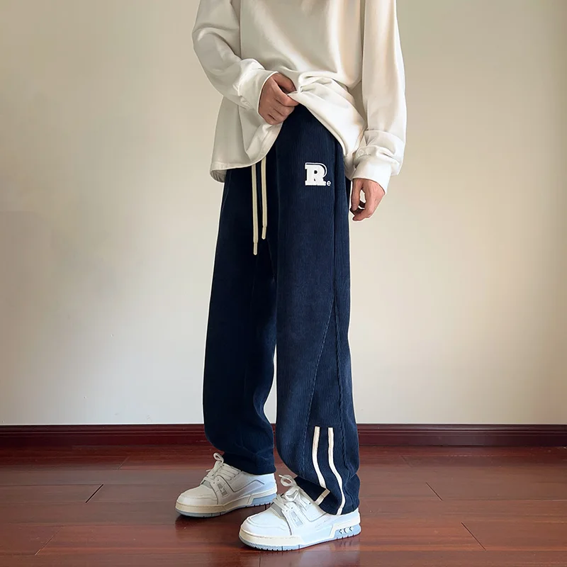 

Corduroy Sports Pants Men's Straight Leg Casual Trousers Large Size Loose Fit Autumn Winter Trendy Brand Teenage Long Pants
