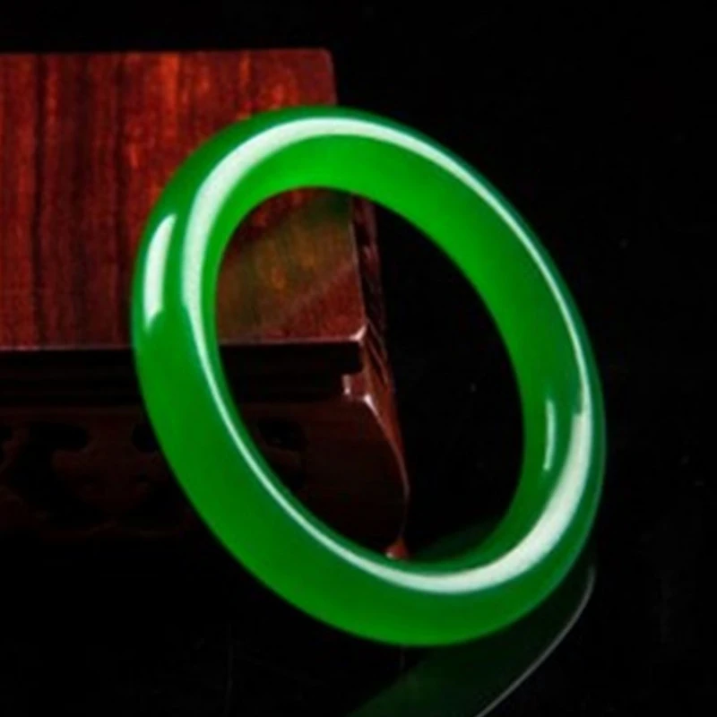 China Natural Green Hand-carved Round Bar Jade Bracelet Fashion Boutique Jewelry Men's and Women's Bracelets Popular Gifts