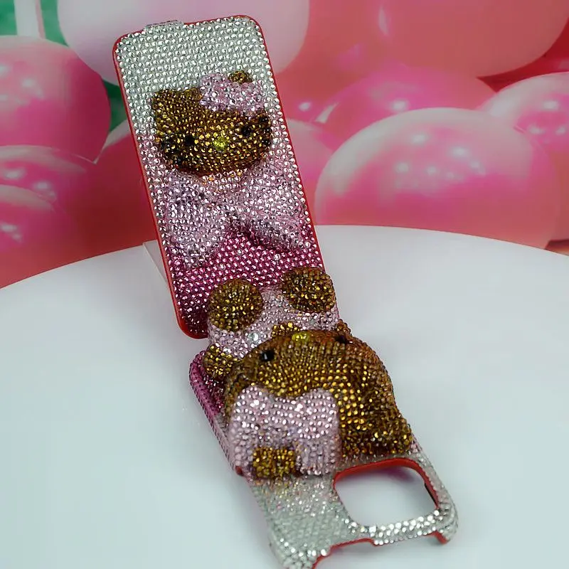 Custodia per telefono con strass Sanrio, Cover per telefono, seduta, Hello Kitty, iPhone 11, 12, 13, 14, 15 Pro Max, Xs Max, originale