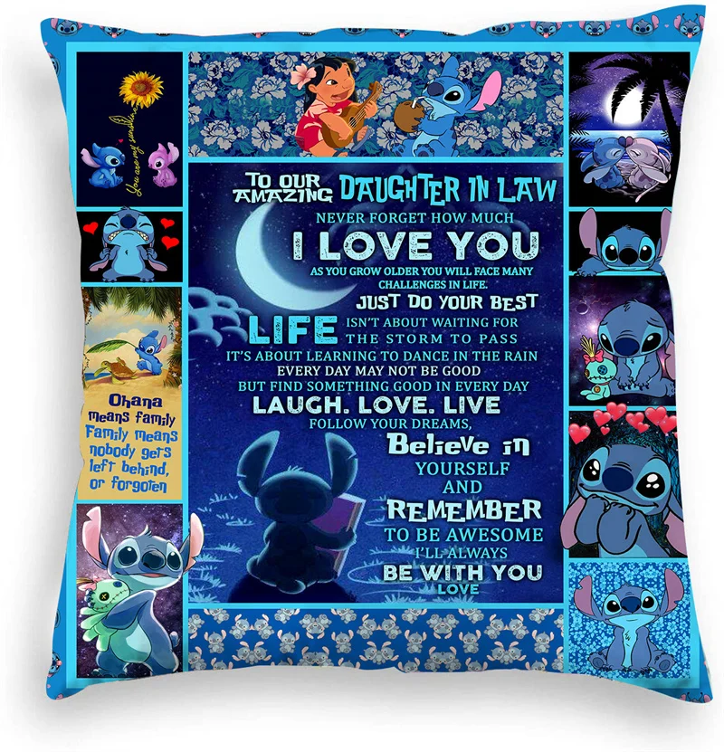 New Anime Disney Stitch Cushion Cover Kawaii Lilo & Stitch Printed Pillowcase Cartoon Frozen Elsa Cushion Cover 45x45cm