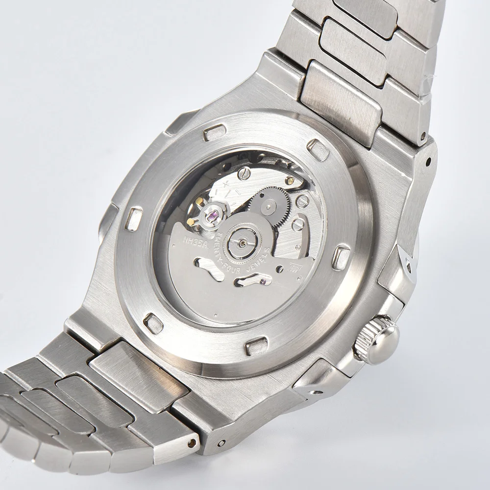 40mm Watch Men Luxurious NH35 Automatic Mechanical Watch Diamond Gemstone Stainless Steel Sapphire Glass Case Waterproof Watch