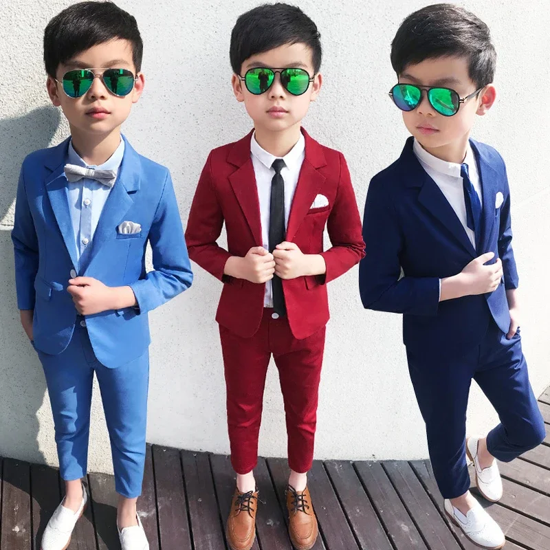 

2024 Spring Formal Boy Party Outfit Dress Children Wedding Suit Elegant Toddler Kids School Uniform Tuxedo Baby Baptism Costume