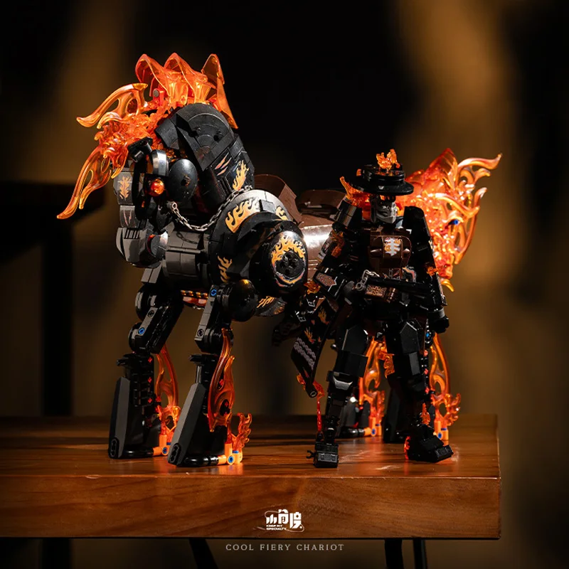 Set di Costruzioni MOC 2184 Pezzi, Modello Ghost Rider, Cavallo Meccanico, Mattoncini per Assemblaggio Fai-da-Te, Giocattoli per Bambini, Regalo di Compleanno