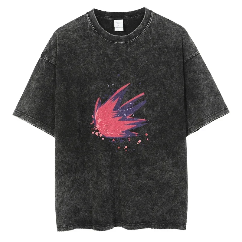 

Men Streetwear Washed T- Japanese Anime Graphic Print T Shirt Harajuku Cotton Casual Tshirt Summer Short Sleeve Top Tee