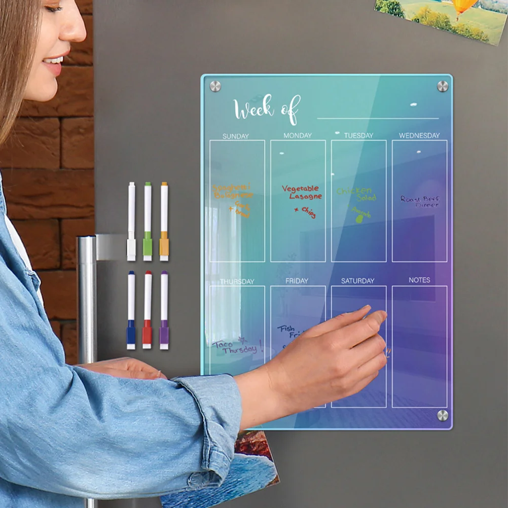 

1Set Magnetic Acrylic Refrigerator Planner Board Dry Erase Clear Fridge Board Daily Weekly Schedule Plan for Kitchen