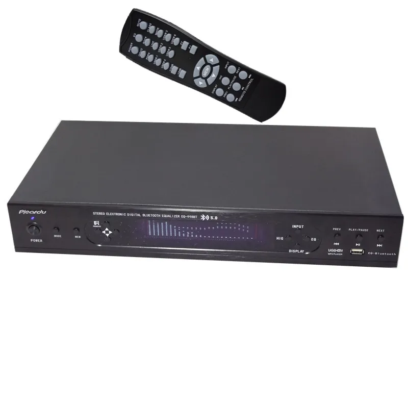 EQ-998BT Digital HD Stereo Effect Tuning Preamp Level Built-in USB Bluetooth 5.0 Home Stage Equalizer With Remote Control