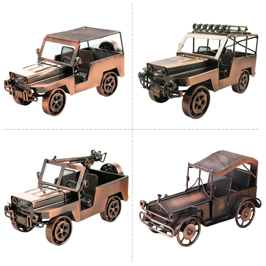 Vintage Wrought Iron Art Classic Car Model Miniature Metal Car Home Decoration Accessories Creative Crafts Gift Without Rust Car