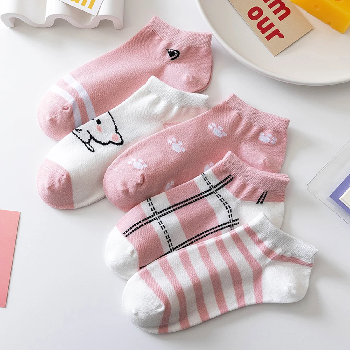 Chaussettes invisibles à bouche peu profonde pour femmes, printemps et été, 5 paires