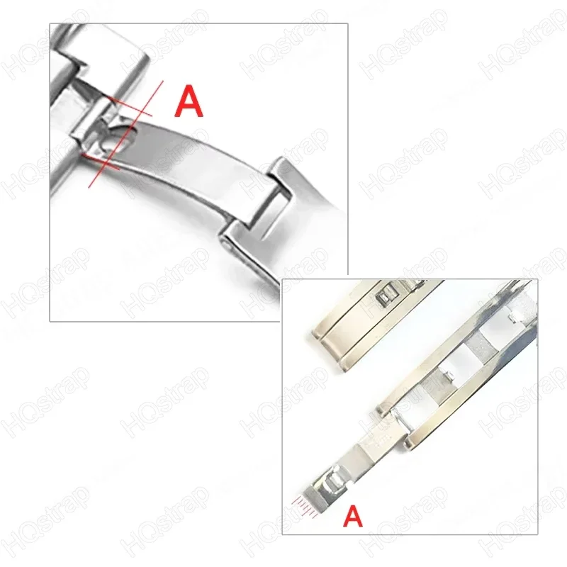 3mm 4mm 5mm 6mm Stainless Steel Watchband Buckle Silver Double Pull Folding Butterfly Clasp Watch Strap Watches Accessories