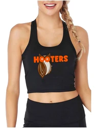 Spoon And Fork Cliparts Hooters Graphics Sexy Slim Crop Top Women's Funny Naughty Training Tank Tops Fashion Sports Camisole