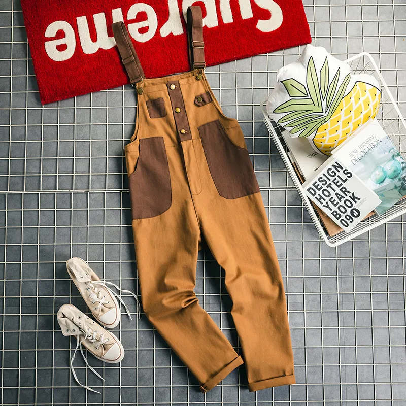 

Ретро-джинсовый комбинезон: мужские прямые брюки-карго, женские модные свободные рабочие комбинезоны с высокой талией в японском стиле...