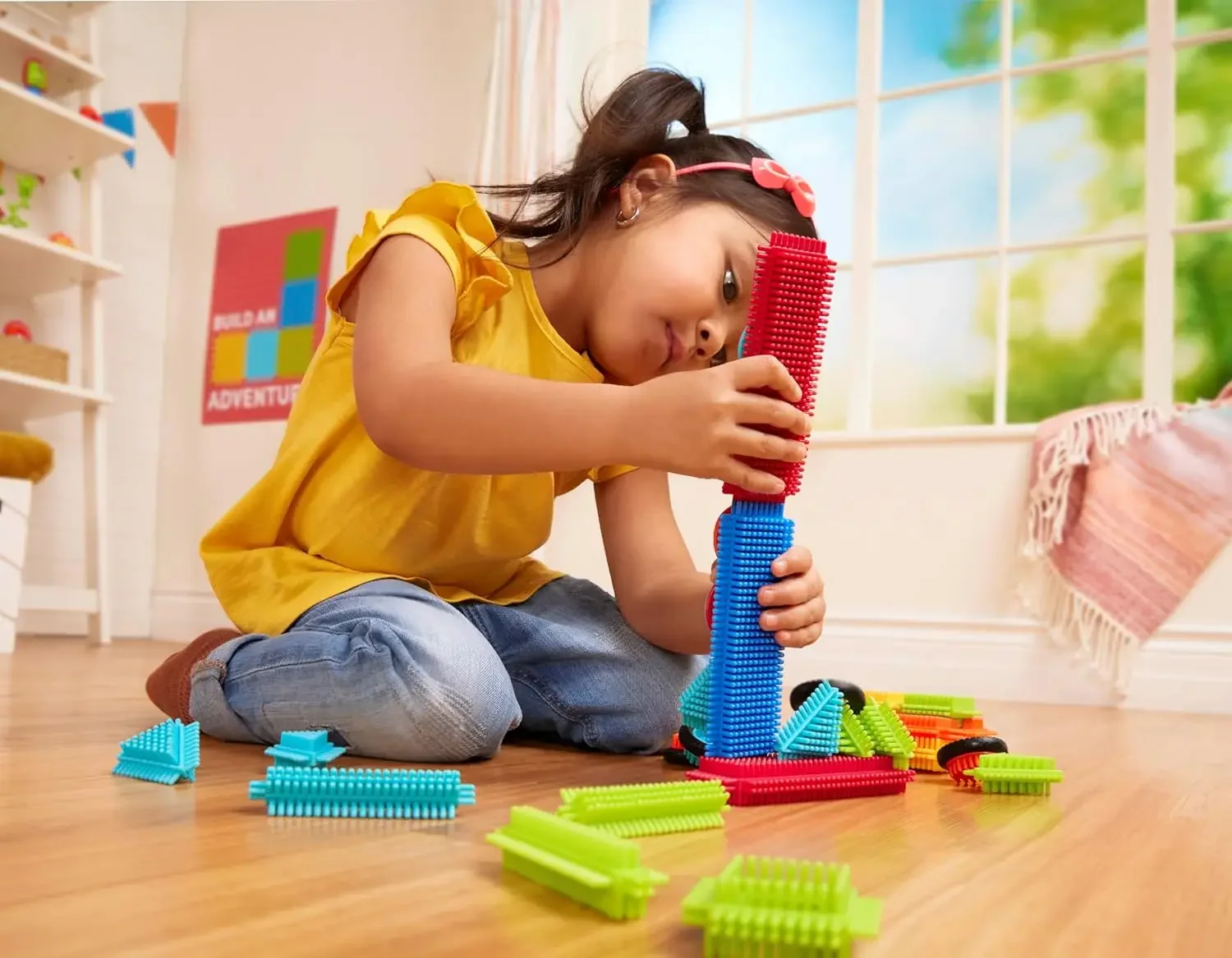 Blok Bulu - Blok Bangunan Interlocking STEM - Set Permainan 36/112 Buah - Mainan Perkembangan untuk Balita & Anak