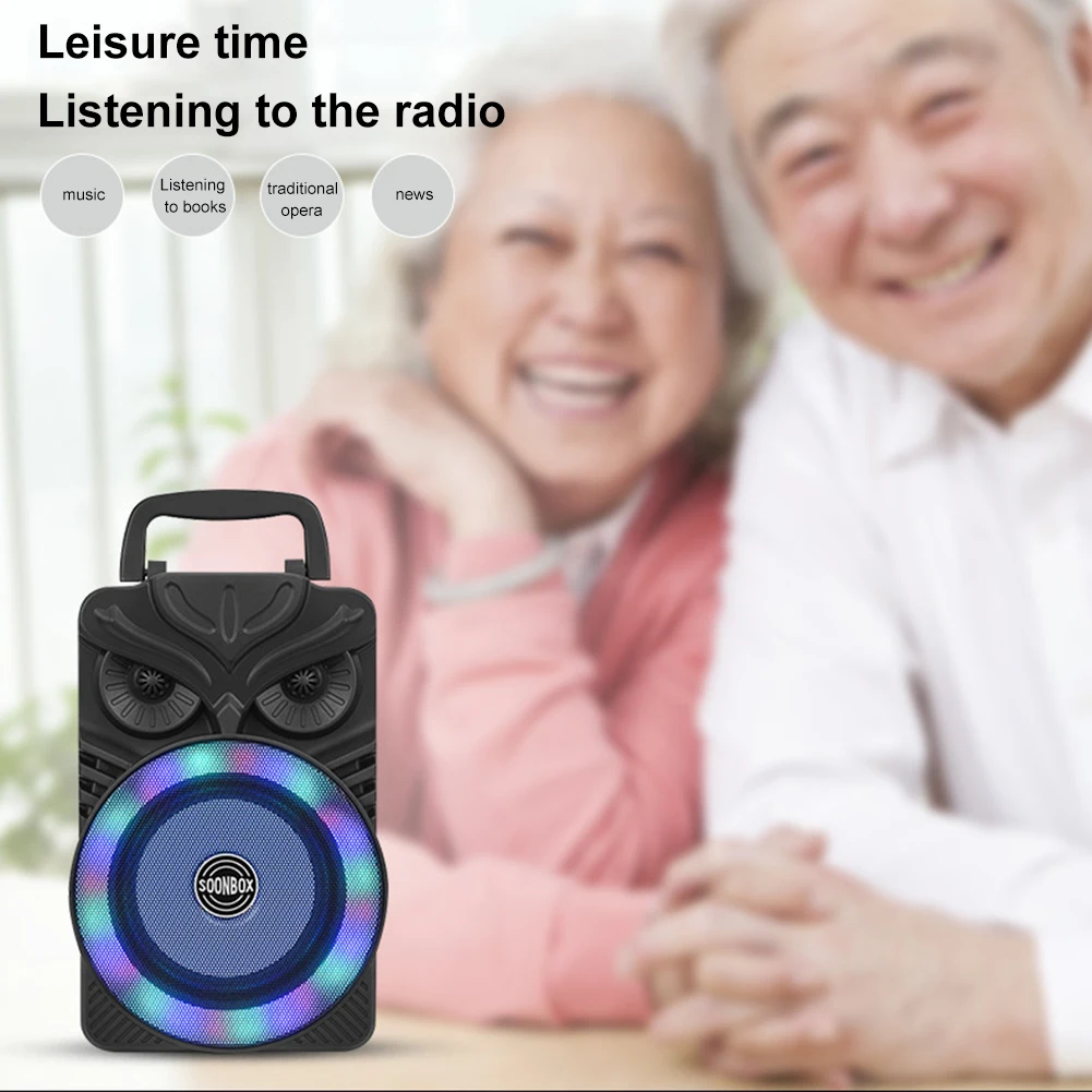 

HiFi стерео сабвуфер Bluetooth-совместимый с поддержкой TF-карты Портативный беспроводной громкоговоритель RGB-подсветка FM-радио Aux Портативный динамик