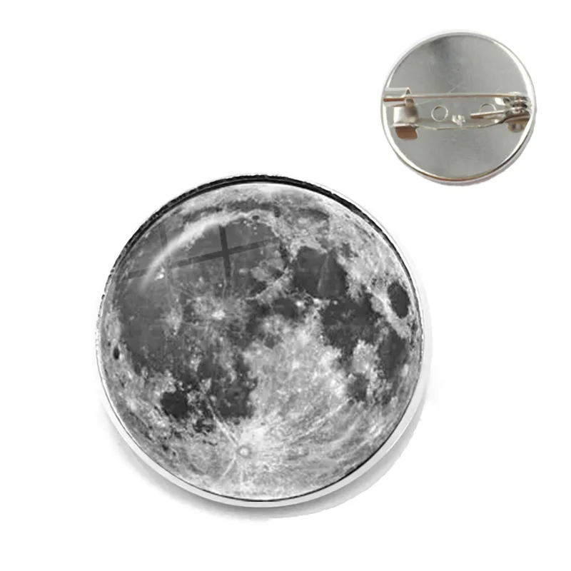 Faza księżyca Broszki ze wzorem 20 mm / 25 mm Szklany kaboszon Nowy Księżyc Zajęcie księżyca Szpilki Biżuteria dla entuzjastów astronomii Prezent
