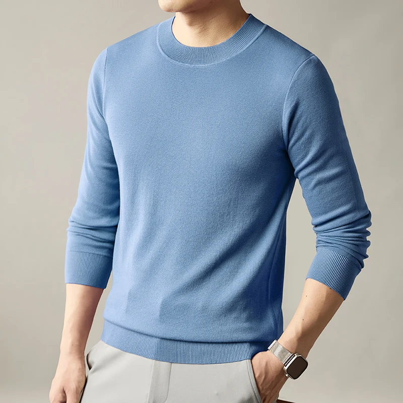 

Мужские трикотажные футболки из 100% лиоцелла, осень 2023, базовый однотонный тонкий трикотаж, свитер с длинными рукавами, дышащие трикотажные футболки из лиоцелла