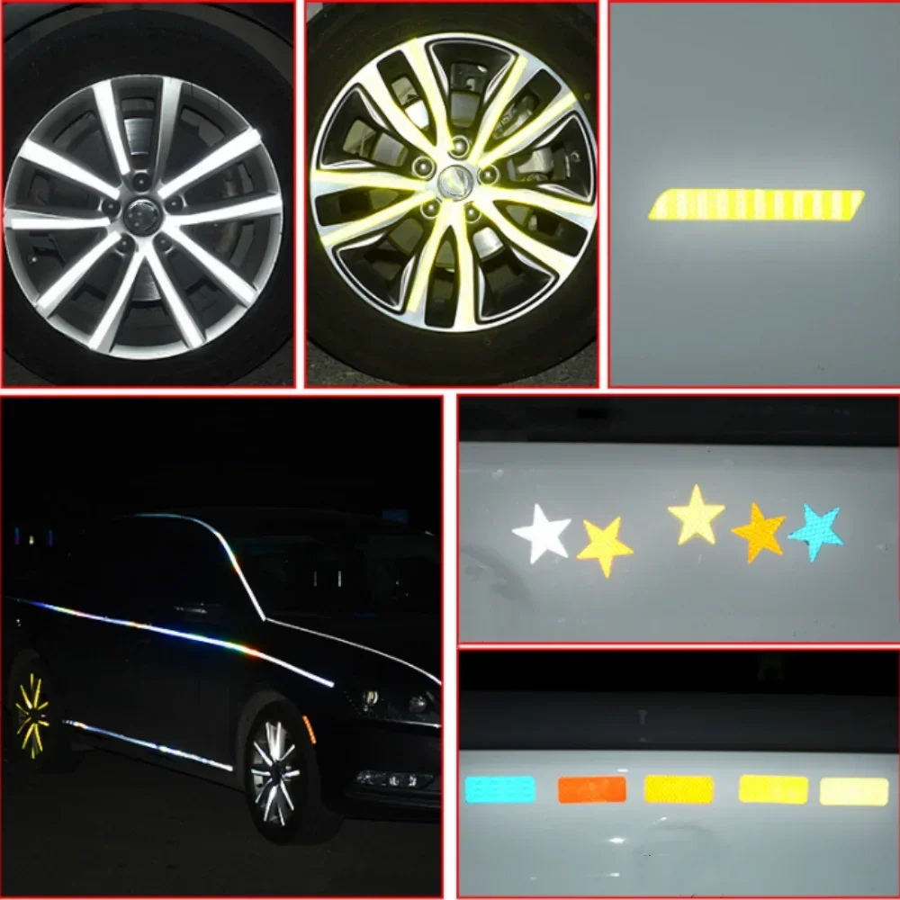 5cm*3M Reflective Car Stickers Outdoor Waterproof Warning Tapes White Red Fluorescent Yellow Reflectors Safety Strip For Bicycle