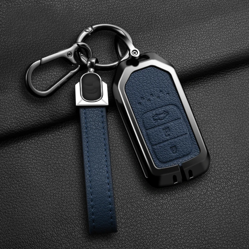 

Zinc Alloy Leather Car Key Cover Shell Case for Honda Civic CRV HRV Accord Pilot Fit Freed Vezel Odyssey 2018 - 2022 Accessories