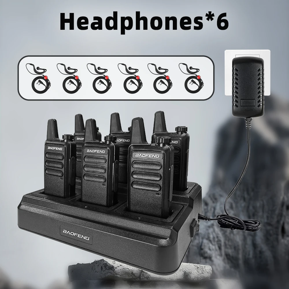 6개입 바오펑 888S PLUS 미니 휴대용 양방향 무선 UHF 400-470MHz BF-888S 핸드헬드 라디오 충전기 장거리 송수신기