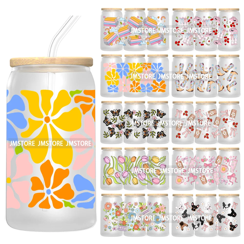 

Bookish Cowgirl Western UV DTF Sticker For 16OZ Libbey Glass Cup Can Wrap Transfer Stickers Custom Labels DIY Logo Coquette Bow